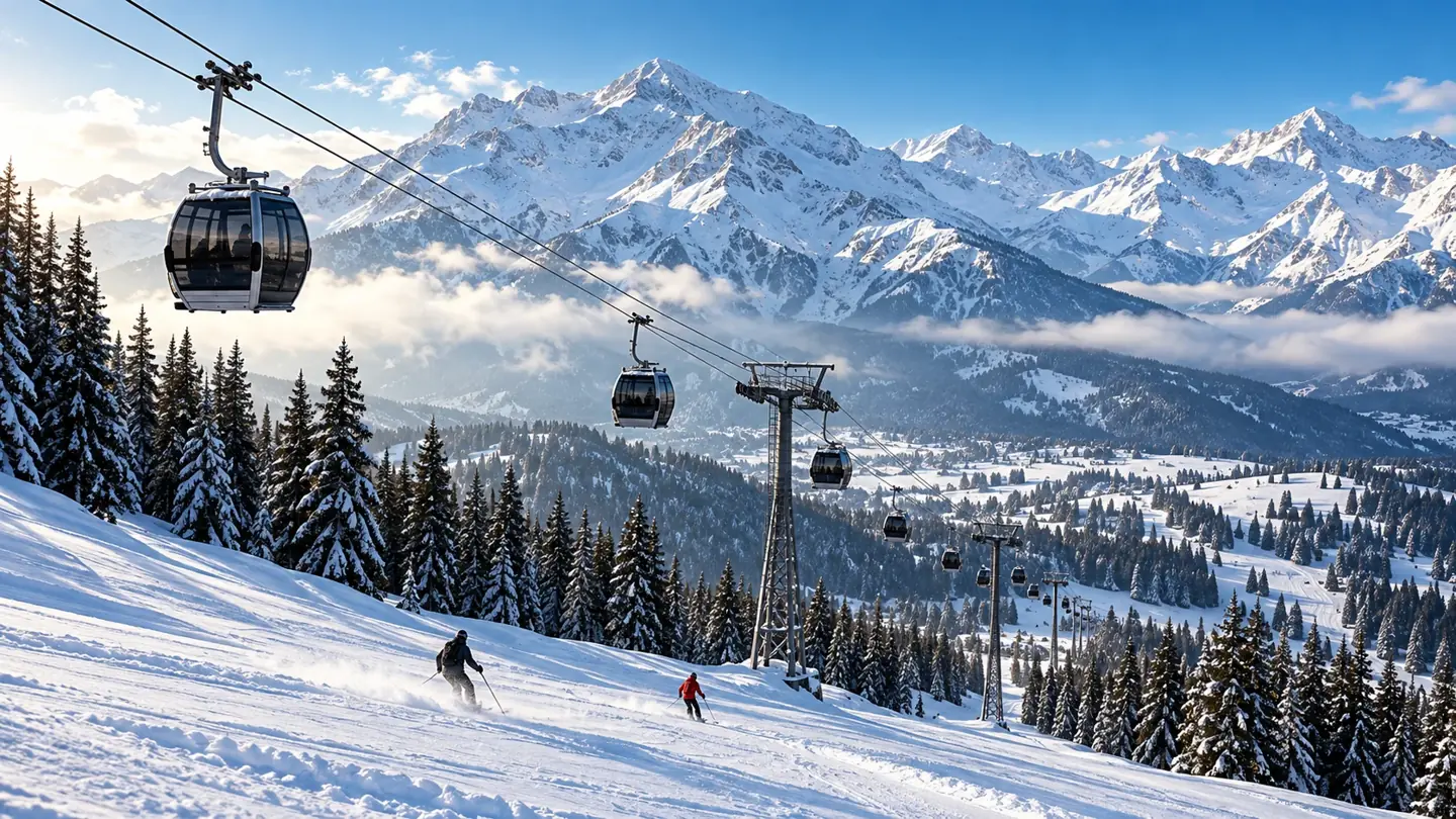 Illustration: Gulmarg-inspired Gondola and skiing