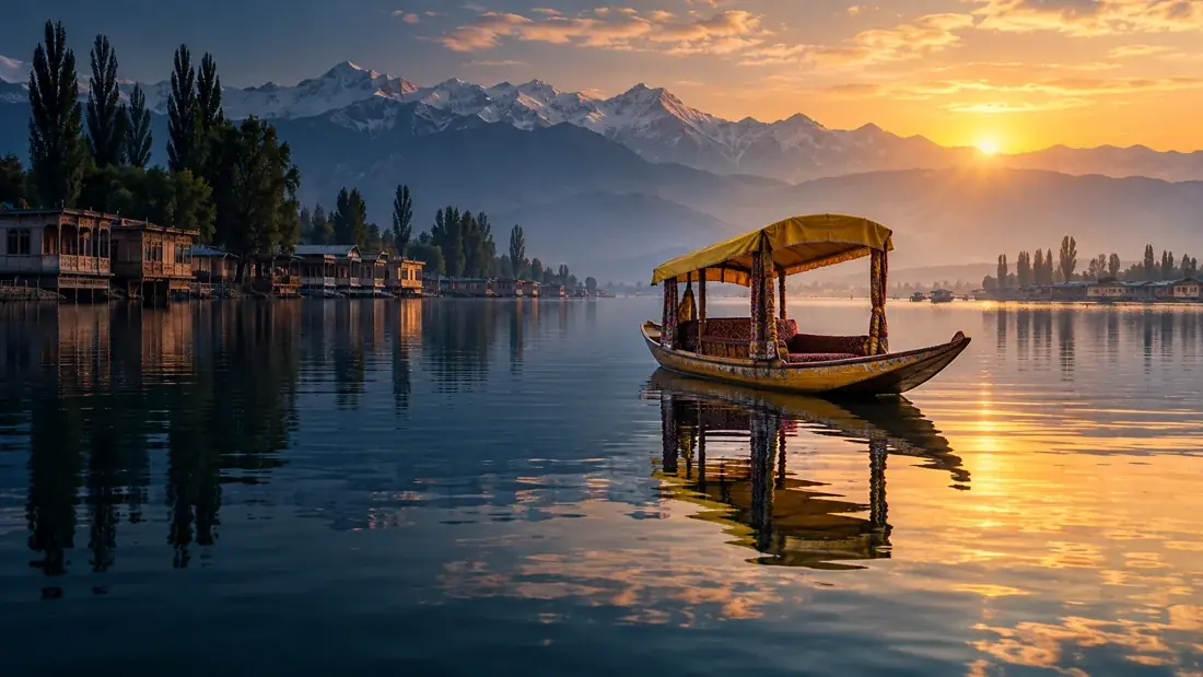 Dal Lake-inspired Shikara at sunrise